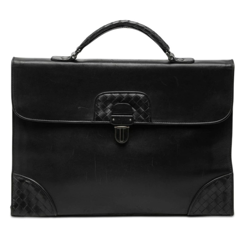 Bottega Veneta Intrecciato Business Bag Briefcase Black Leather Bottega Veneta